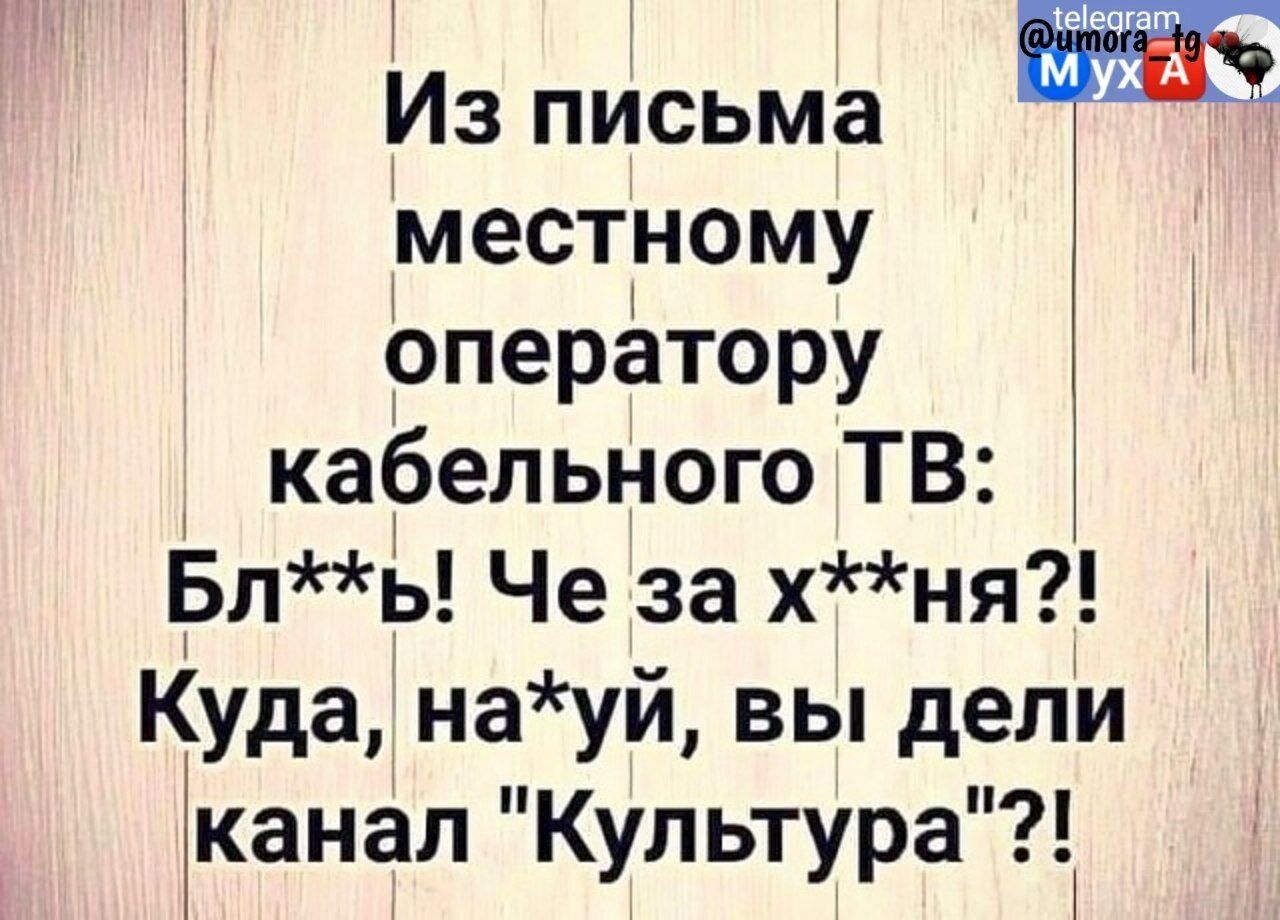 Из письма местному оператору кабельного ТВ Бль Че за хня Куда науй вы дели канал Культура