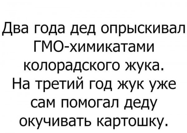 Два года дед опрыскивал ГМО химикатами колорадского жука На третий год жук уже сам помогал деду окучивать картошку