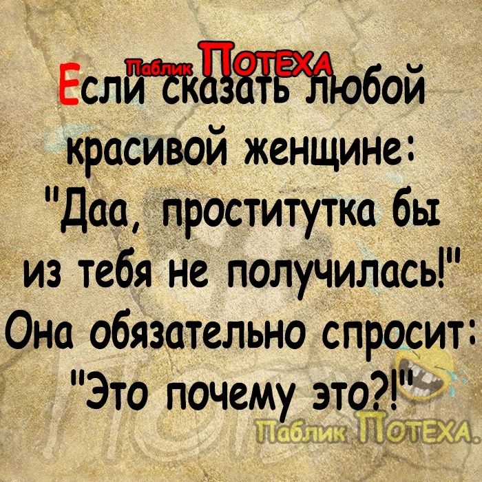 Ешдобой красивой женщине Даа проститутка бы из тебя не получилась Она обязательно спросит Это почему эт035ё Ё Пёс 4 Л_ЁЙЁЁЫ