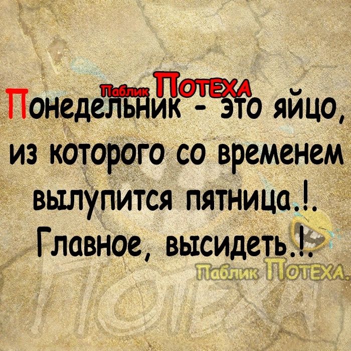 _ПонедеНЁдит ЁЁо яйцо из которого со временем вылупится пятница Главное вь1_с_ид