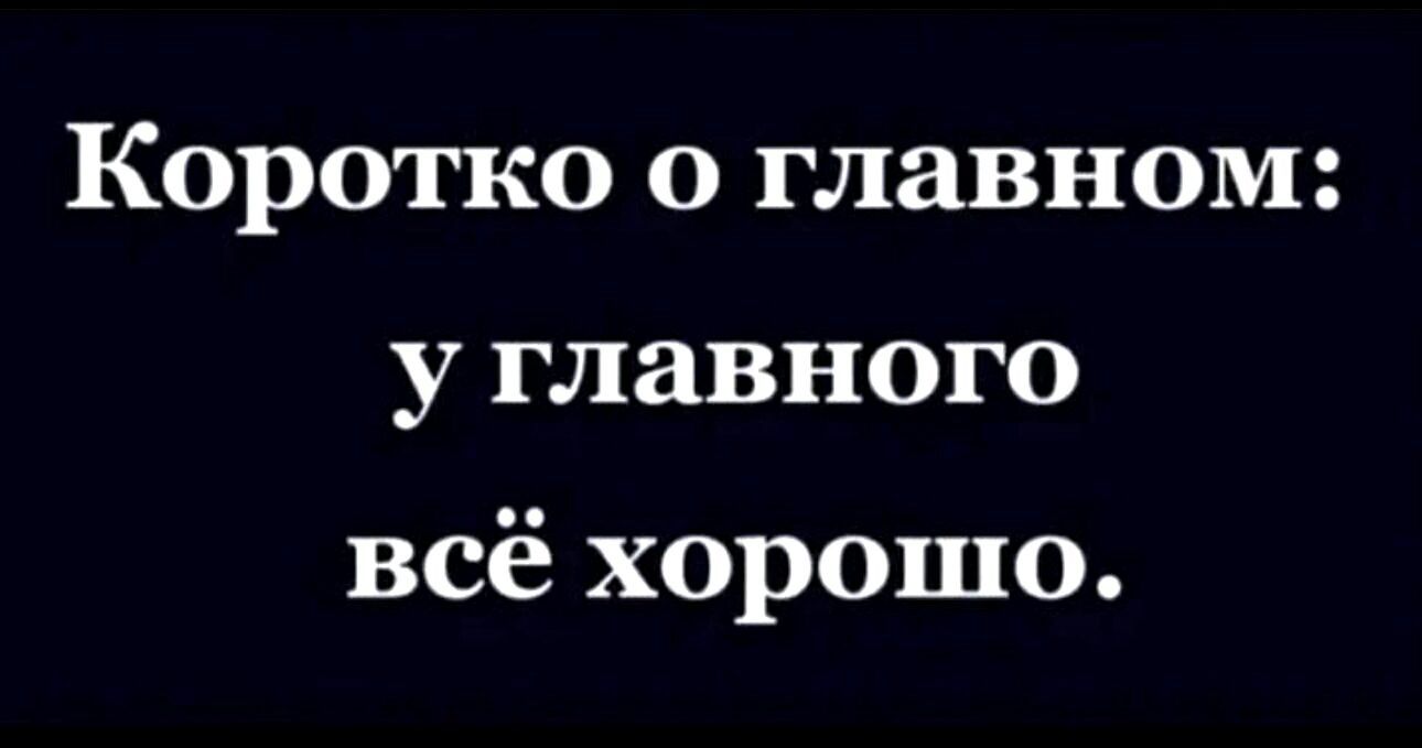 Коротко о главном у главного всё хорошо