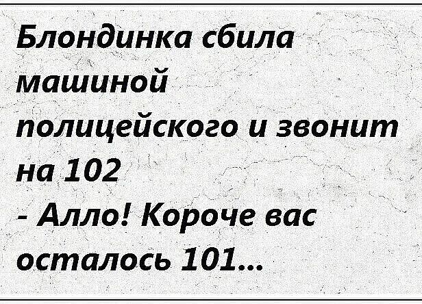 Блондинка сбила машиной полицейского и звонит на 102 Алло Короче вас осталось 101