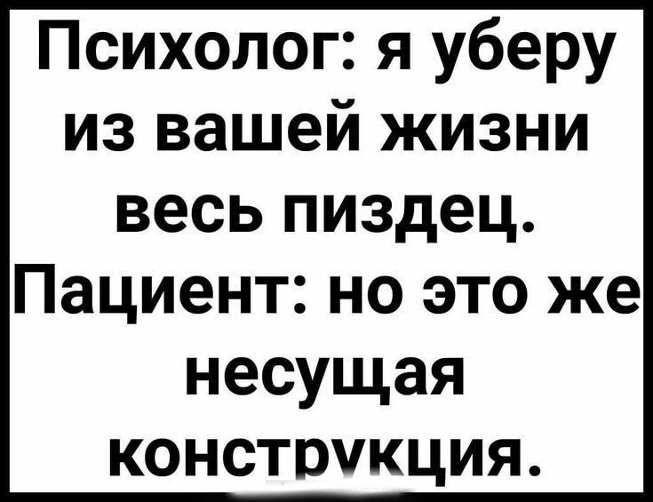 Психолог я уберу из вашей жизни весь пиздец Пациент но это же несущая конструкция