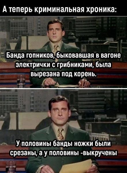 А теперь криминальная хроника _ Банда гопников быковавш__а_я в вагоне ектрички грибниками Была вырезана под корень 17 Упоповины банды ножки были срезаны а у половины выкручены А