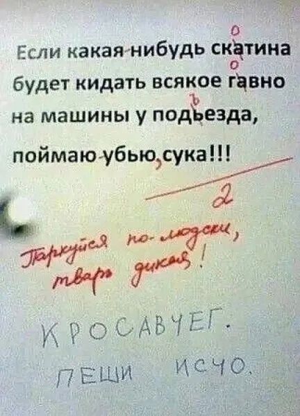 о Если какая нибудь скцтина будет кидать всякое гчвно на машины у подЪеэда поймаю убьюсука г ья д ме 3 ТКЬ ЬБЬ лещи иСЧО