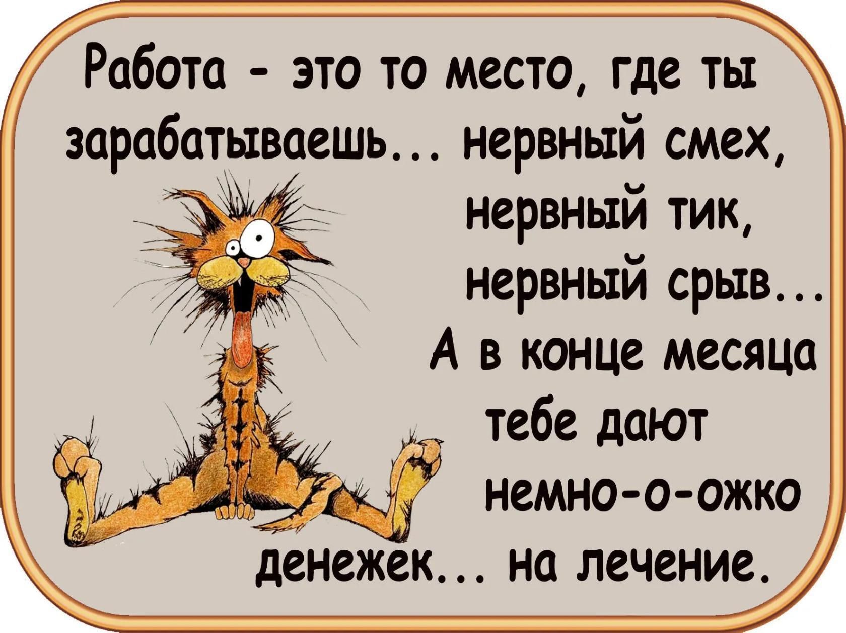 Работа это то место где ты зарабатываешь нервный смех нервный тик нервный срыв А в конце месяца тебе дают немно о ожко денежек на лечение