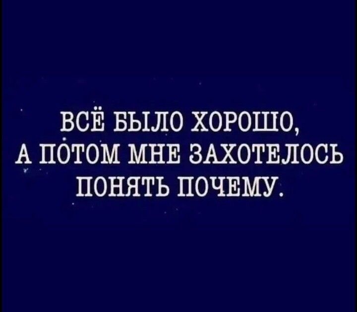 ВСЁ БЫЛО ХОРОШО А ПОТОМ МНЕ ЗАХОТЕЛОСЬ ПОНЯТЬ ПОЧЕМУ