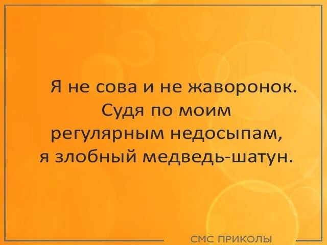 Я не сова и не жаворонок Судя по моим регулярным недосыпам я злобный медведь шатун смс пРИКоЛЫ