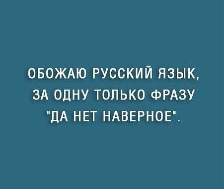 ОБОЖАЮ РУССКИЙ ЯЗЫК ЗА ОДНУ ТОЛЬКО ФРАЗУ ДА НЕТ НАВЕРНОЕ