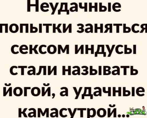 Неудачные попытки заняться сексом индусы стали называть йогой а удачные камасутрой22