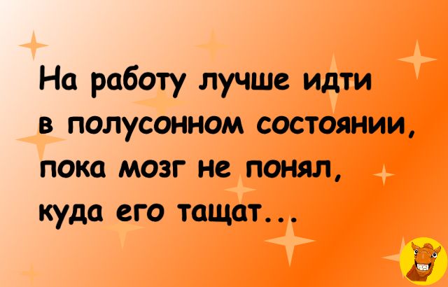 На работу лучше идти в полусонном состоянии пока мозг не понял куда его тащат