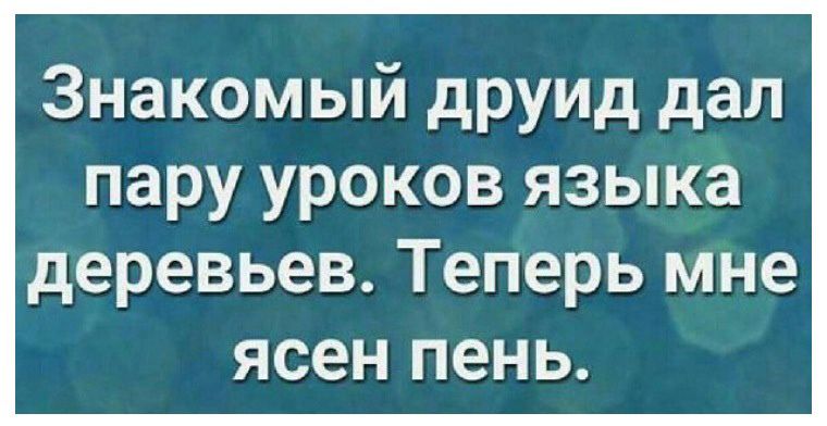 Знакомый друид дал пару уроков языка деревьев Теперь мне ясен пень