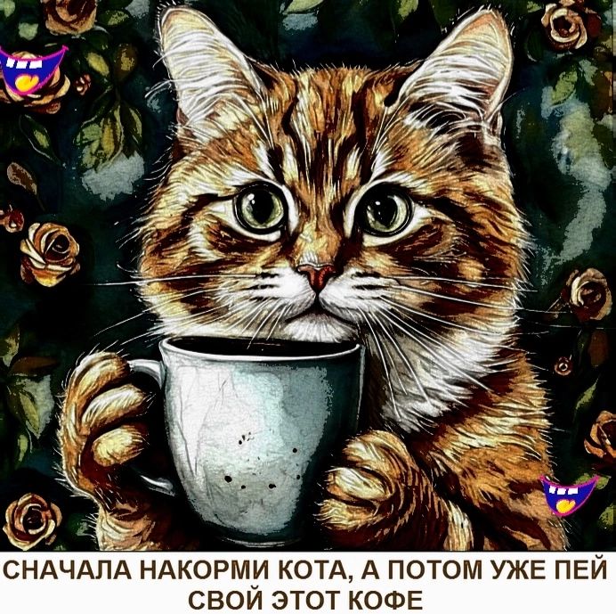 е АКОРМИ КОТА А ПОТОМ УЖЕ ПЕЙ СВОЙ ЭТОТ КОФЕ