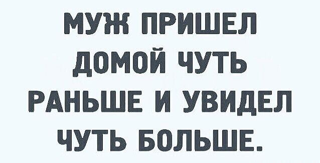 МУ ПРИШЕЛ ДОМОЙ ЧУТЬ РАНЬШЕ И УВИДЕЛ ЧУТЬ БОЛЬШЕ