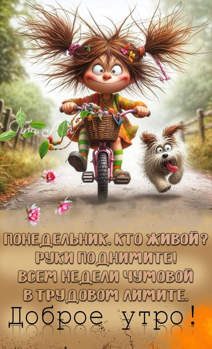 ПОНЕДЕЛЬНИК. КТО ЖИВОЙ? РУКИ ПОДНИМИТЕ! ВСЕМ НЕДЕЛИ ЧУМОВОЙ В ТРУДОВОМ ЛИМИТЕ.
Доброе утро!
