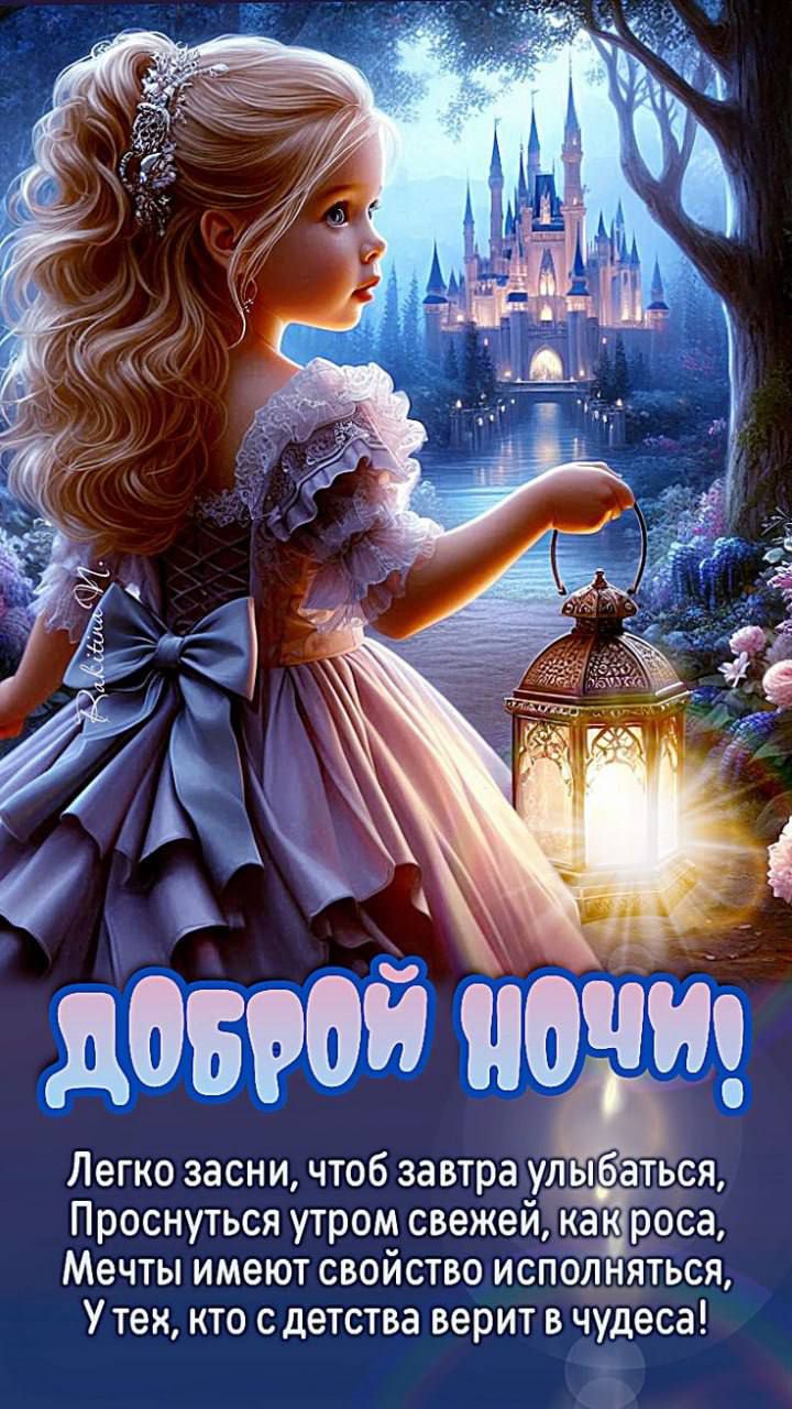 ДОБРОЙ НОЧИ!

Легко засни, чтобы завтра улыбаться, Проснуться утром свежей, как роса, Мечты имеют свойство исполняться, У тех, кто с детства верит в чудеса!