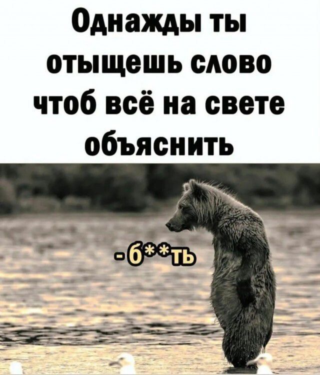 Однажды ты отыщешь слово чтоб всё на свете объяснить
- б**ть