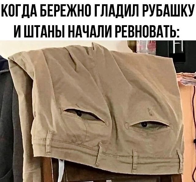 Когда бережно гладил рубашку и штаны начали ревновать: