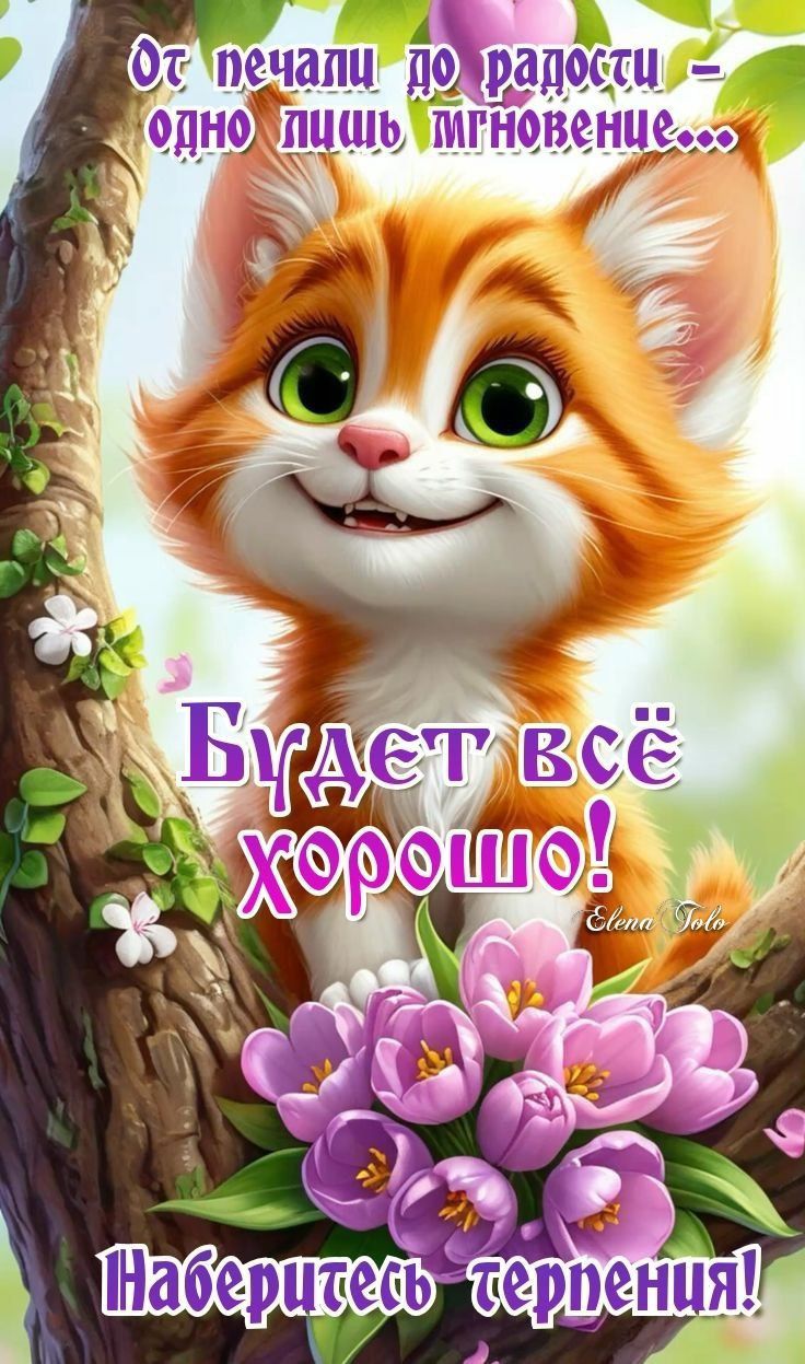 От печали до радости – одно лишь мгновение...
Будет всё хорошо!
Наберитесь терпения!