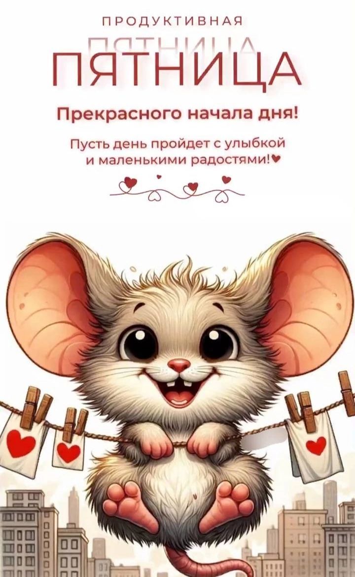 ПРОДУКТИВНАЯ ПЯТНИЦА
Прекрасного начала дня!
Пусть день пройдет с улыбкой и маленькими радостями!♥