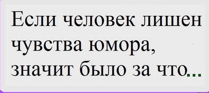 Если человек лишен чувства юмора,
значит было за что...