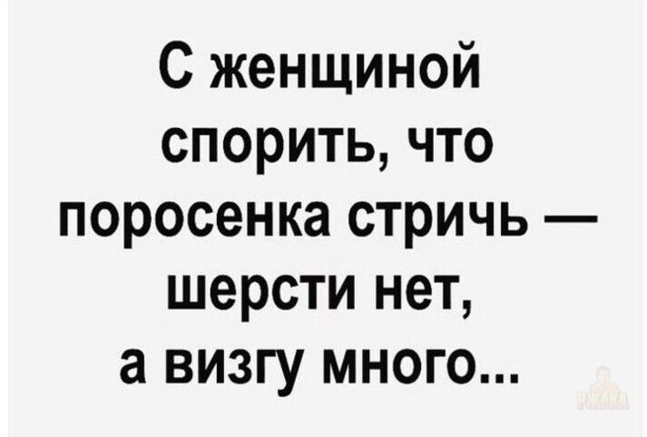 С женщиной спорить, что поросенка стричь — шерсти нет, а визгу много...