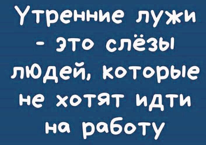 Утренние лужи - это слёзы людей, которые не хотят идти на работу