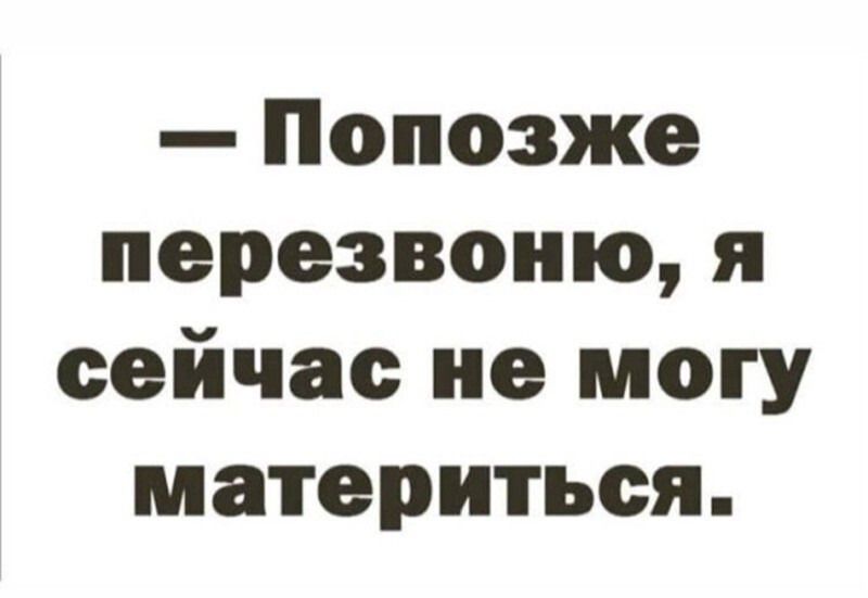 — Попозже перезвоню, я сейчас не могу материться.