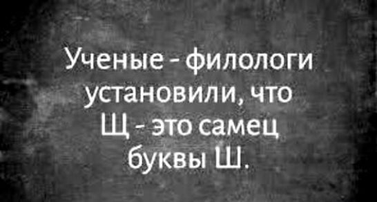 Ученые - филологи установили, что Щ - это самец буквы Ш.