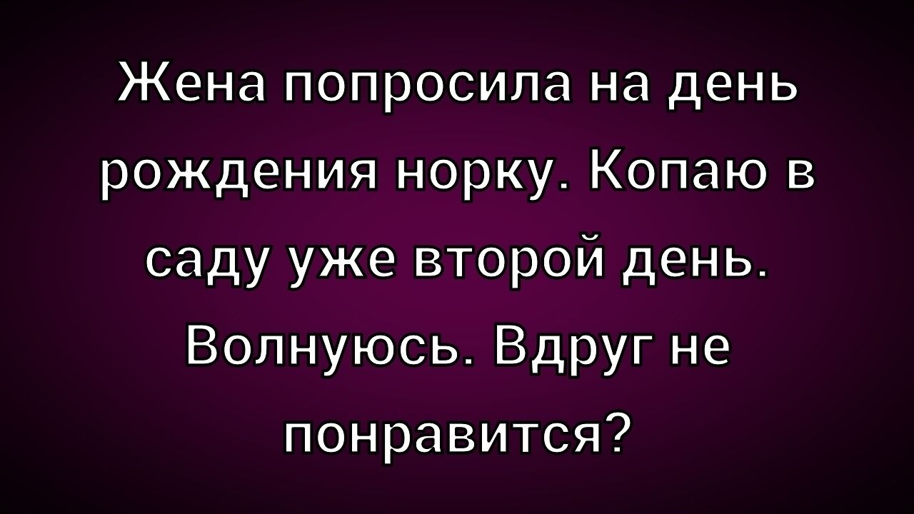 Жена попросила на день рождения норку. Копаю в саду уже второй день. Волнуюсь. Вдруг не понравится?