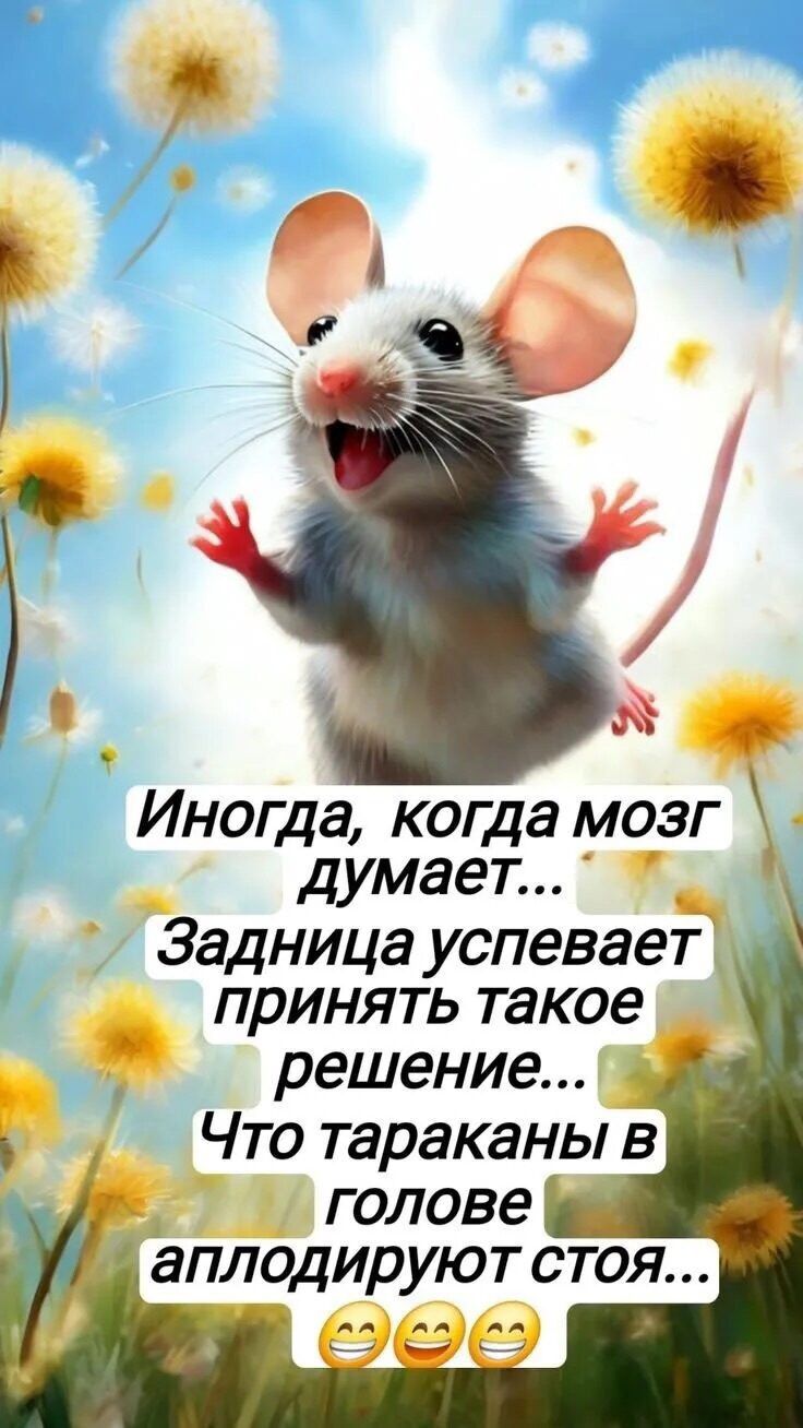Иногда, когда мозг думает... Задница успевает принять такое решение... Что тараканы в голове аплодируют стоя...