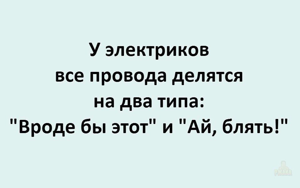 У электриков все провода делятся на два типа: 