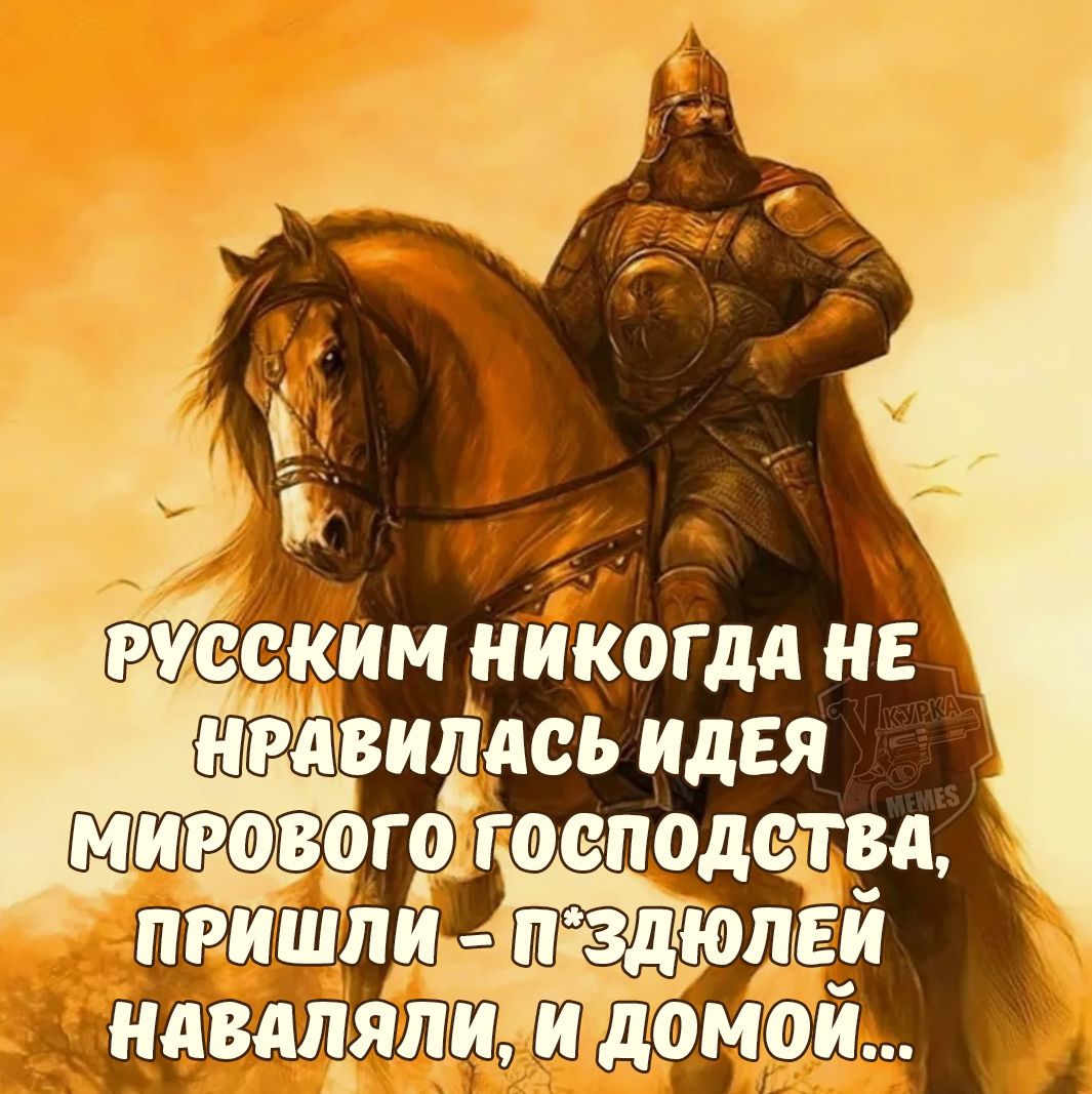 РУССКИМ НИКОГДА НЕ НРАВИЛАСЬ ИДЕЯ МИРОВОГО ГОСПОДСТВА, ПРИШЛИ - П*ЗДЮЛЕЙ НАВАЛЯЛИ, И ДОМОЙ...