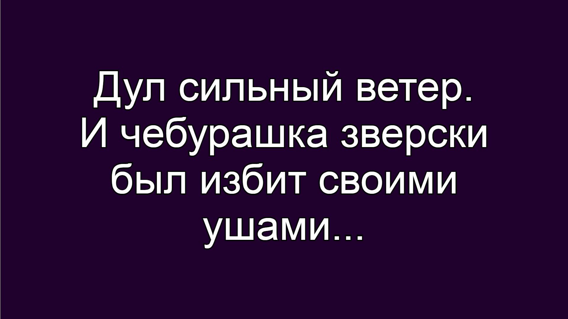 Дул сильный ветер. И чебурашка зверски был избит своими ушами...
