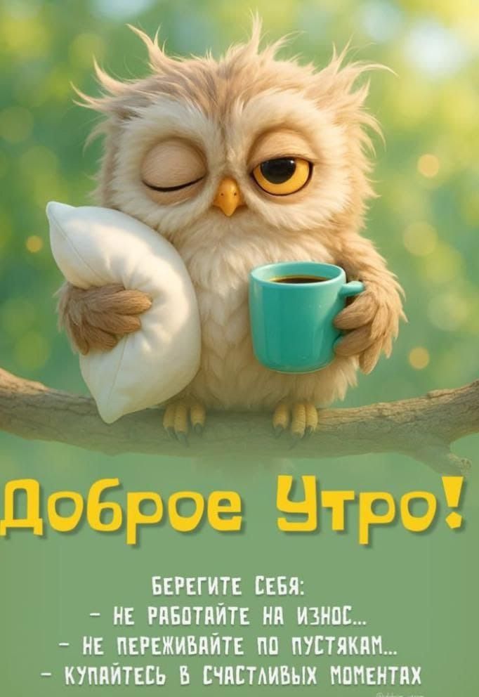 Доброе Утро!

Берегите себя:
- не работайте на износ...
- не переживайте по пустякам...
- купайтесь в счастливых моментах