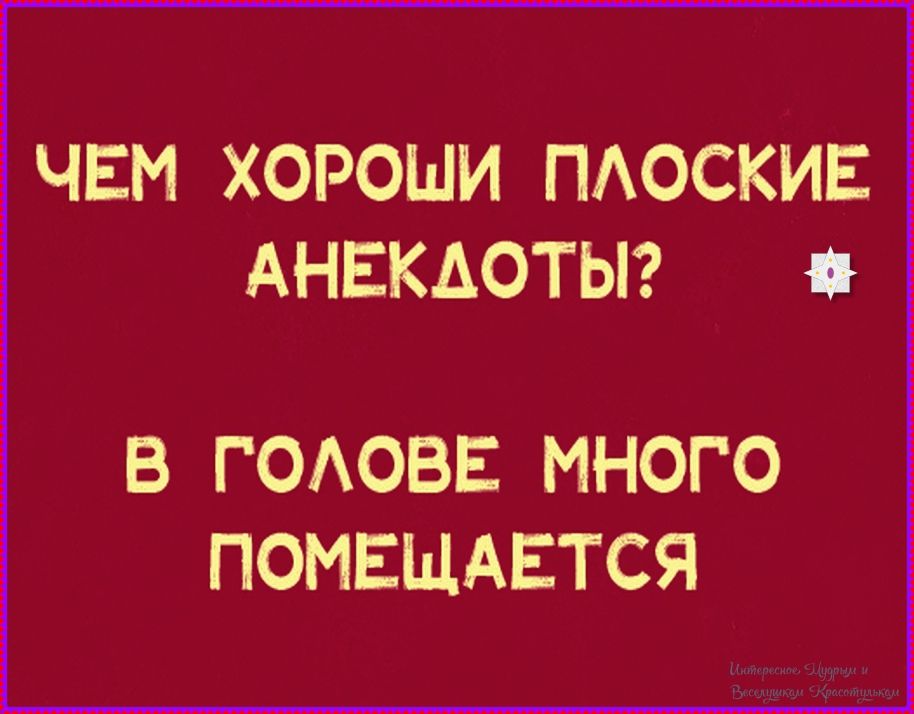 ЧЕМ ХОРОШИ ПЛОСКИЕ АНЕКДОТЫ? В ГОЛОВЕ МНОГО ПОМЕЩАЕТСЯ