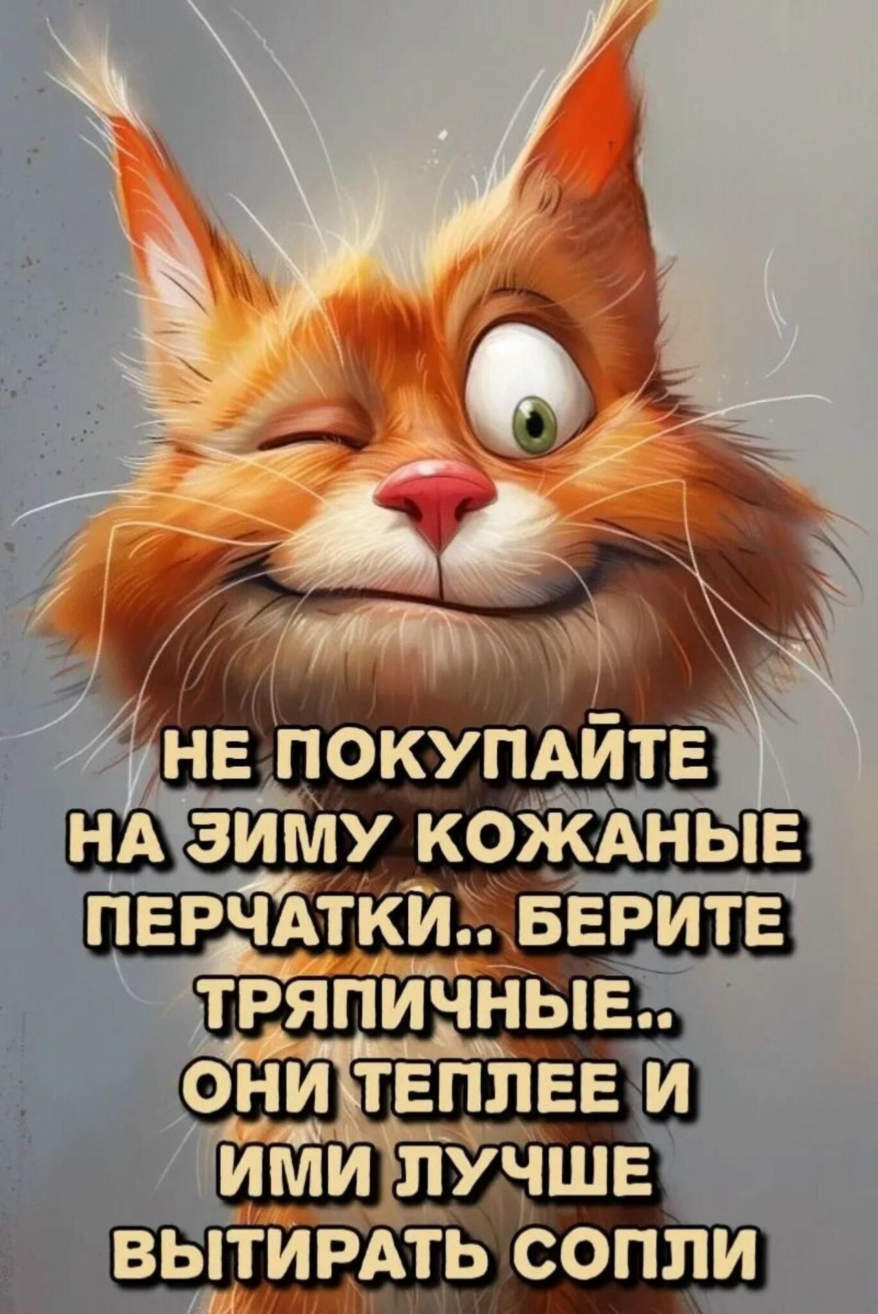 НЕ ПОКУПАЙТЕ НА ЗИМУ КОЖАНЫЕ ПЕРЧАТКИ.. БЕРИТЕ ТРЯПИЧНЫЕ.. ОНИ ТЕПЛЕЕ И ИМИ ЛУЧШЕ ВЫТИРАТЬ СОПЛИ