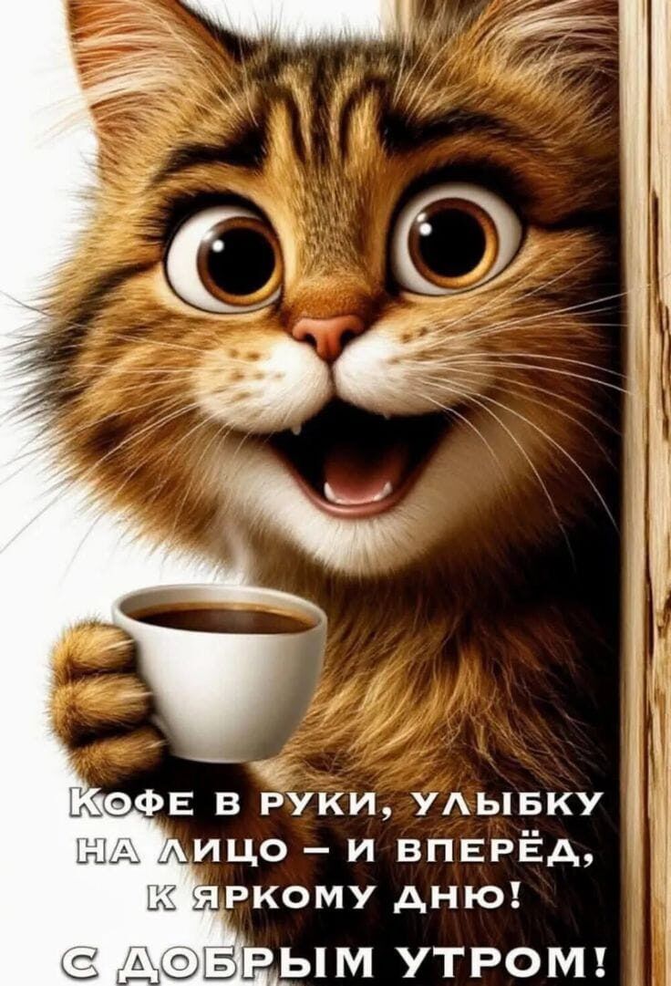 КОФЕ В РУКИ, УЛЫБКУ НА ЛИЦО – И ВПЕРЁД, К ЯРКОМУ ДНЮ! С ДОБРЫМ УТРОМ!