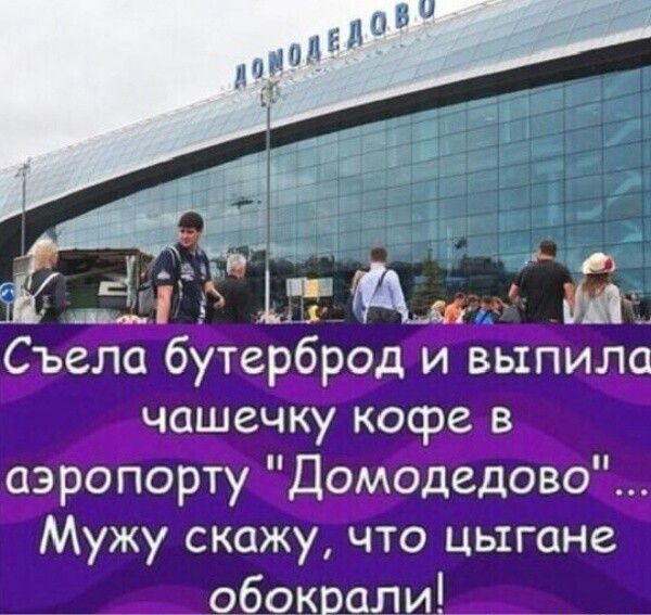 Съела бутерброд и выпила чашечку кофе в аэропорту 'Домодедово'... Мужу скажу, что цыганы обокрали!