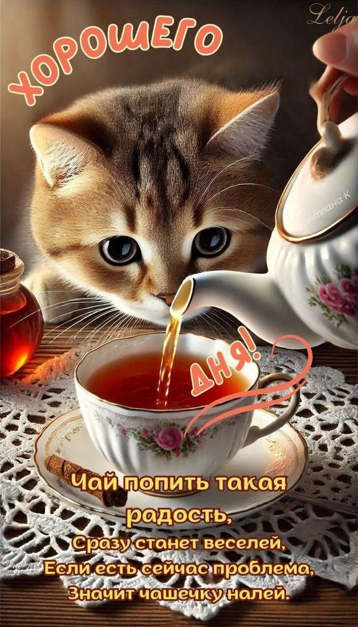 ХОРОГО ДНЯ! Чай попить такая радость, сразу станет веселей. Если есть сейчас проблема, значит чашечку налей.