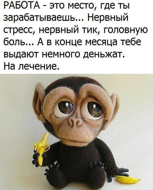 РАБОТА - это место, где ты зарабатываешь... Нервный стресс, нервный тик, головную боль... А в конце месяца тебе выдают немного денюшат. На лечение.