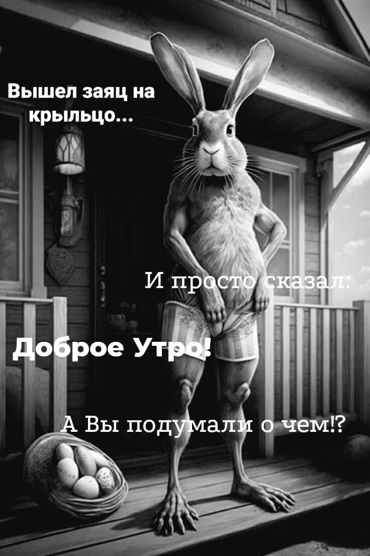 Вышел заяц на крыльцо... И просто сказал: Доброе Утро! А Вы подумали о чем!?