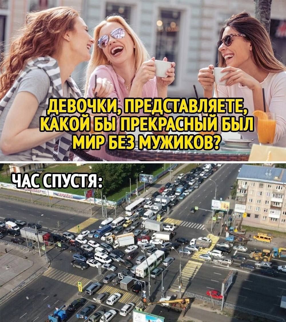 ДЕВОЧКИ, ПРЕДСТАВЛЯЕТЕ, КАКОЙ БЫ ПРЕКРАСНЫЙ БЫЛ МИР БЕЗ МУЖИКОВ?\nЧАС СПУСТЯ: