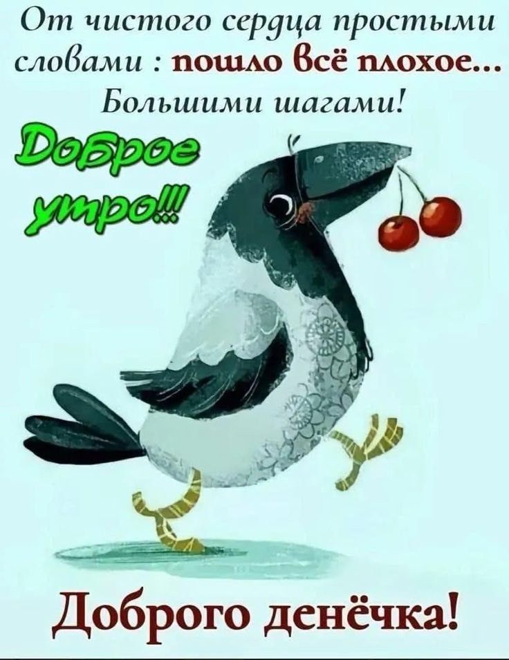 От чистого сердца простыми словами: пошло всё плохое... Большими шагами! Доброе утро!!! Доброе денёчка!