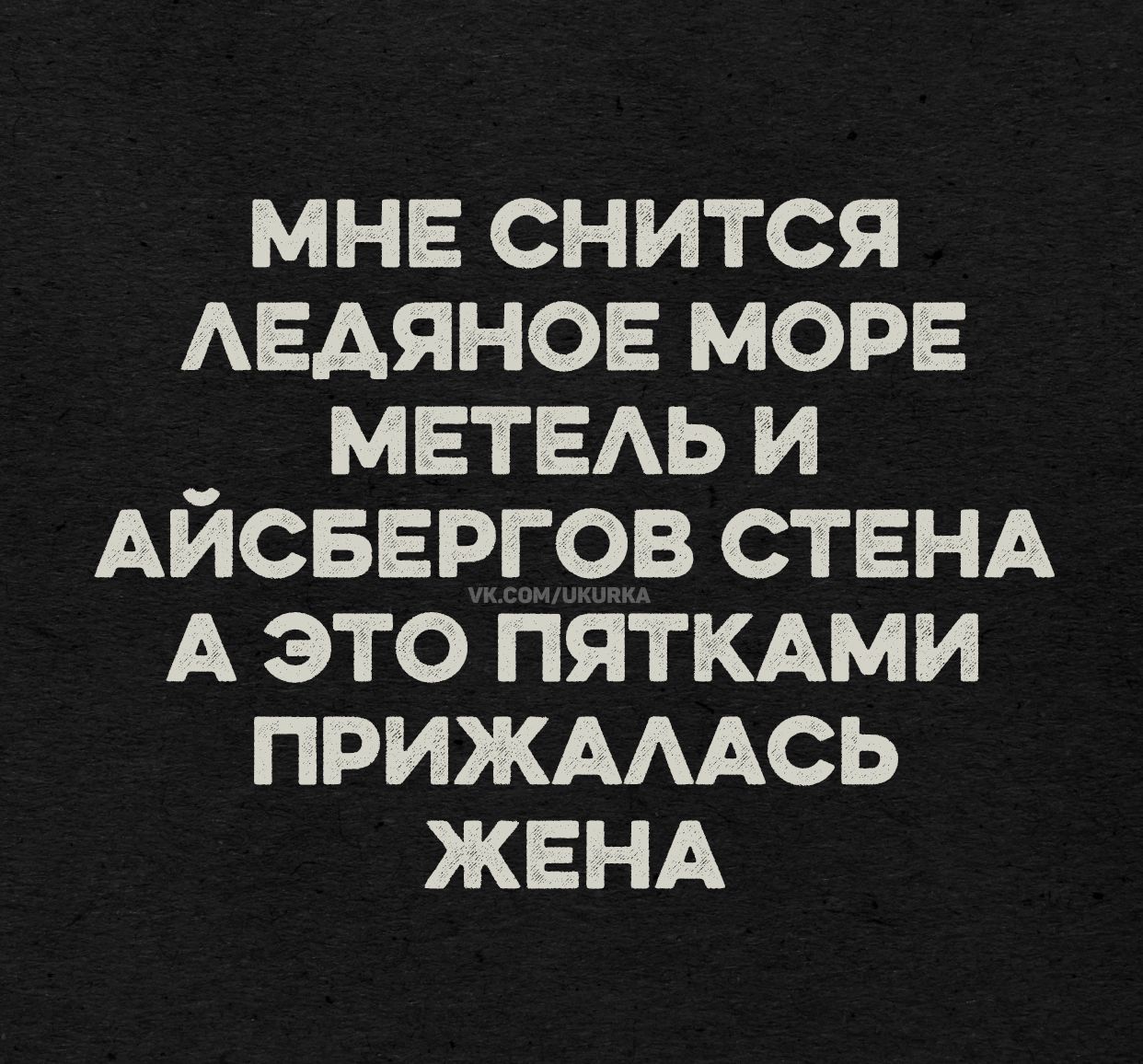 МНЕ СНИТСЯ ЛЕДЯНОЕ МОРЕ, МЕТЕЛЬ И АЙСБЕРГОВ, СТЕНА. А ЭТО ПЯТКАМИ ПРИЖАЛАСЬ ЖЕНА