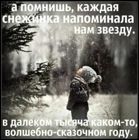 а помнишь, каждая снежинка напоминала нам звезду. в далеком тысяча каком-то, волшебно-сказочном году.
