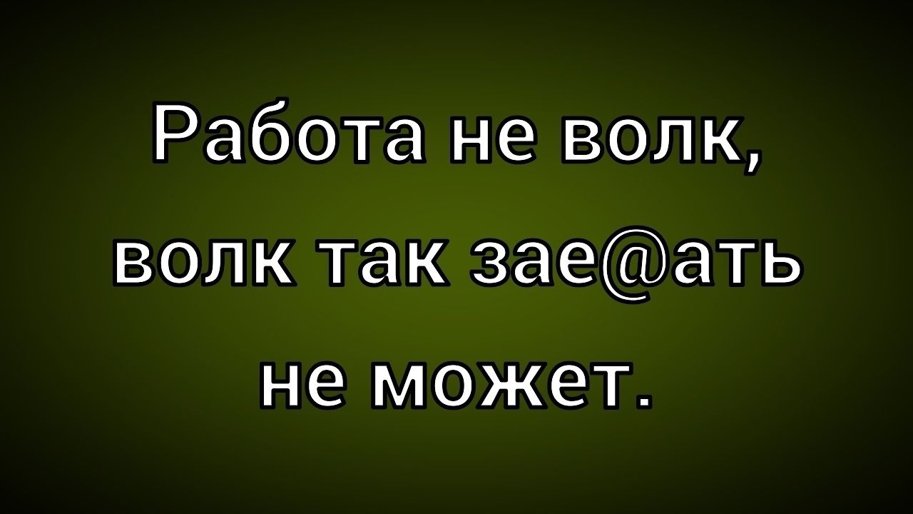 Работа не волк, волк так зае@ть не может.
