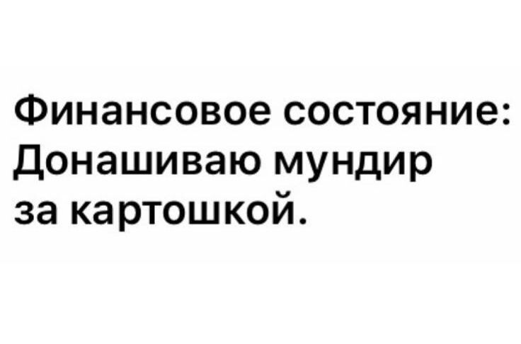 Финансовое состояние: Донашиваю мундир за картошкой.