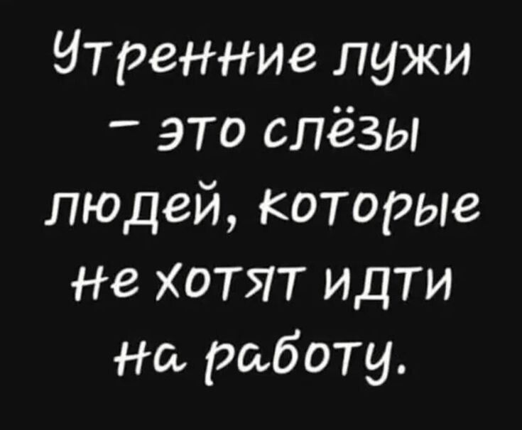 Утренние лужи – это слёзы людей, которые не хотят идти на работу.
