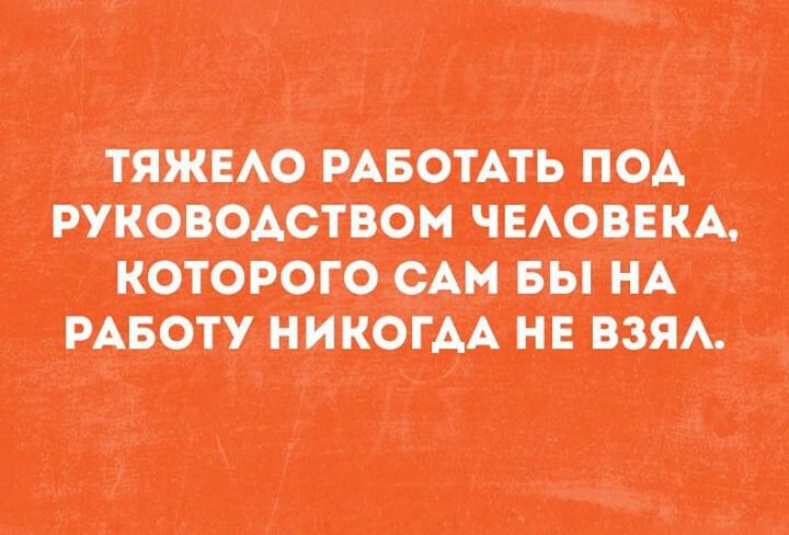 ТЯЖЕЛО РАБОТАТЬ ПОД РУКОВОДСТВОМ ЧЕЛОВЕКА, КОТОРОГО САМ БЫ НА РАБОТУ НИКОГДА НЕ ВЗЯЛ.